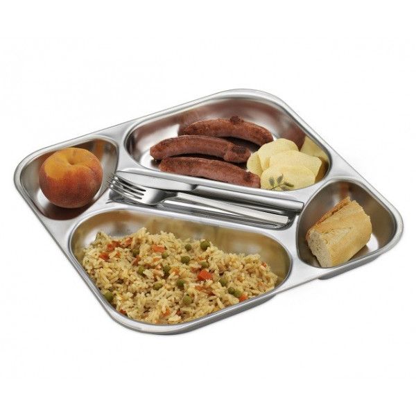 BANDEJA AUTOSERVICIO ESCOLAR INOX 34X34 CM